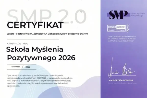 Szkoła Podstawowa w Brzozowie Starym kontynuuje program „Szkoła Myślenia Pozytywnego”