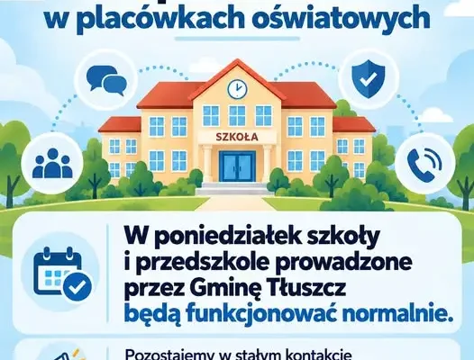 Gmina Tłuszcz: szkoły i przedszkola pracują normalnie, apel o czujność