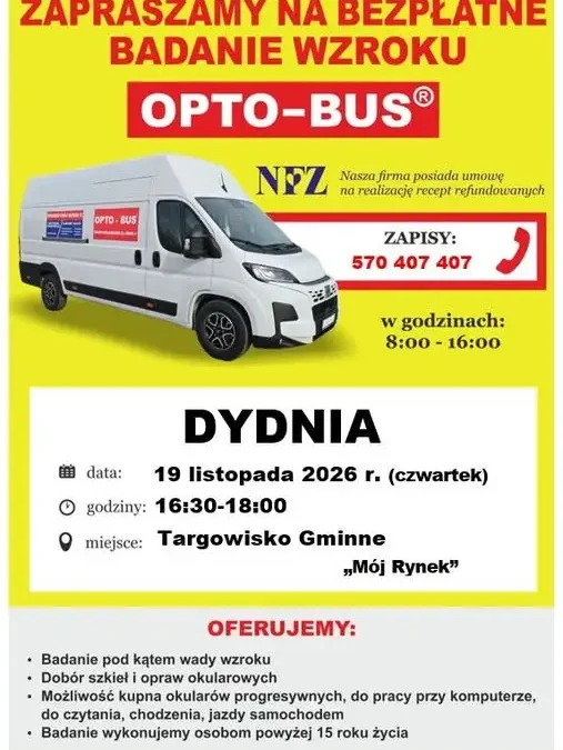 Bezpłatne badanie wzroku w Opto-busie w Dydni – zapisy trwają