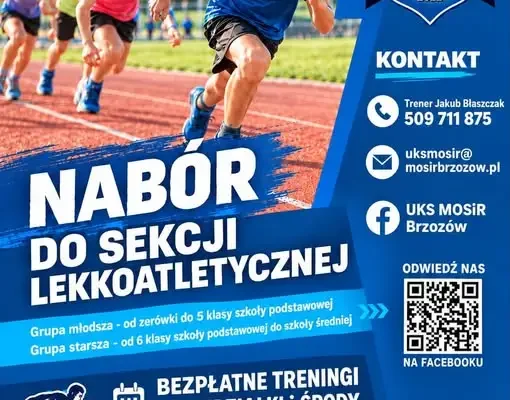UKS MOSiR Brzozów zaprasza dzieci i młodzież na bezpłatne treningi lekkoatletyczne