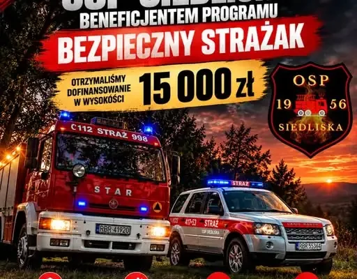 OSP Siedliska otrzymała 15 tys. zł na doposażenie strażaków