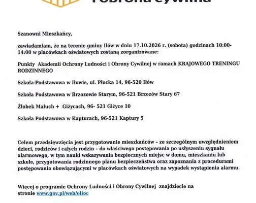 Krajowy Trening Rodzinny w gminie Iłów – punkty Akademii Ochrony Ludności