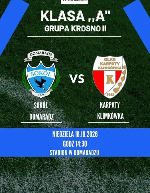 Sokół Domaradz podejmie Karpaty Klimkówka. Hit 11. kolejki klasy A