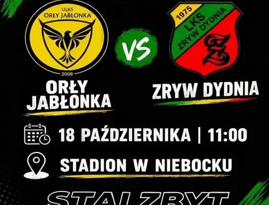 Derby w Niebocku: Zryw Dydnia podejmuje Orły Jabłonka