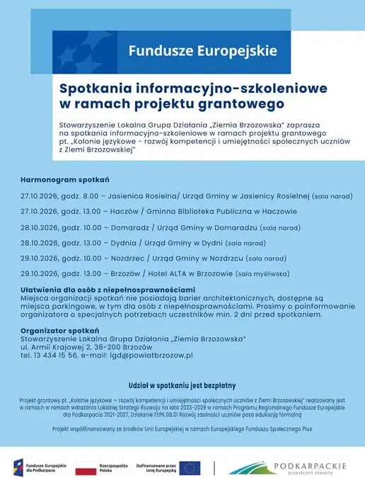 Kolonie językowe dla 360 uczniów z powiatu brzozowskiego – spotkanie informacyjne w Brzozowie