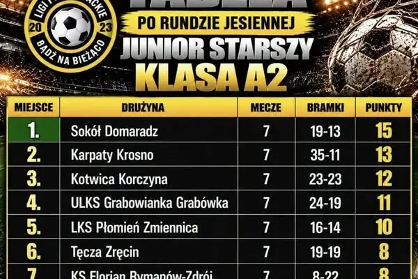 Sokół Domaradz liderem po jesieni w klasie A2