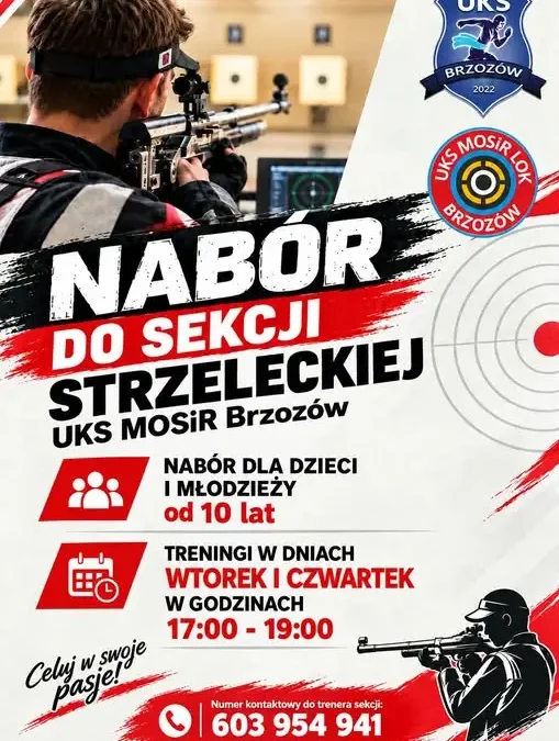 UKS MOSiR Brzozów prowadzi nabór do sekcji strzeleckiej dla dzieci i młodzieży